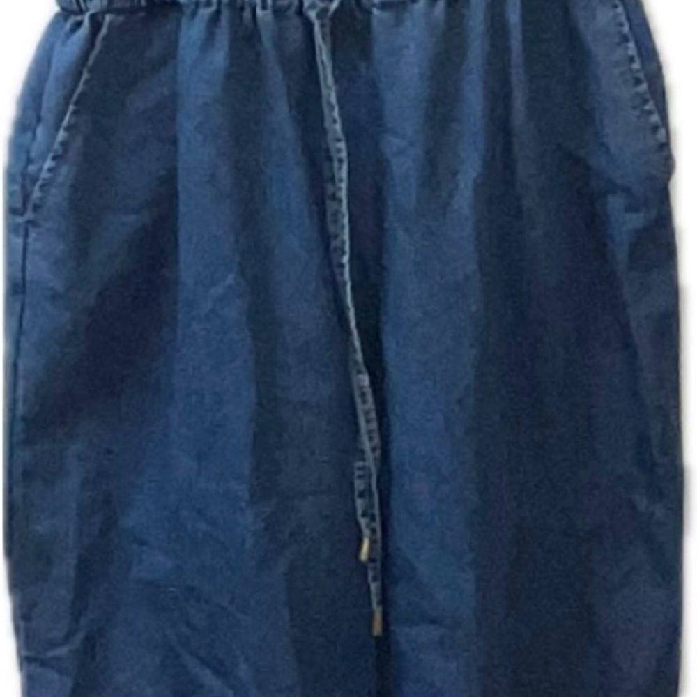 Indulge in Style Denim Jumpsuit XL Wide Leg Button Front Boho Sleeveless Blue
